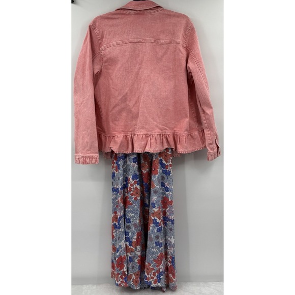 DG2 Pink Wash Ruffled-Hem Stretch Denim Jacket XL & Japna‎ Strapless Dress Sz L - Picture 2 of 15